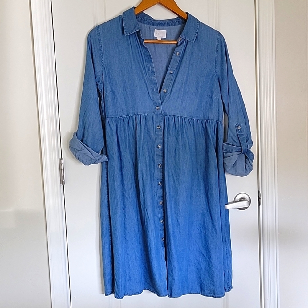 A Glow Denim Maternity Dress Sz M